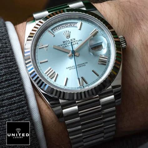 rolex day date platinum ice blue replica|rolex day date platinum 40mm.